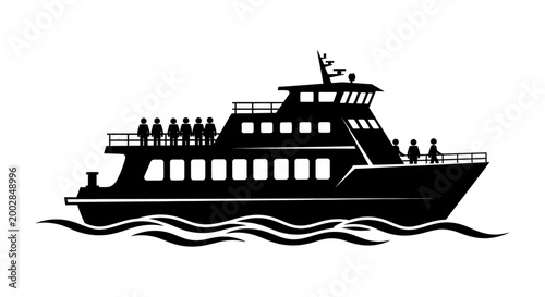 Passenger Ferry Ship Silhouette - Public Water Transport Illustration