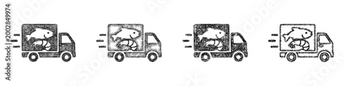 Sketch seafood delivery icon design set