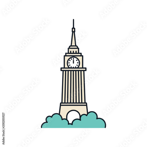 Clock tower with spire architecture.