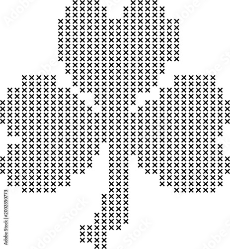 Cross stitch style four leaf clover vector illustration