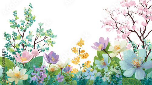 Floral Symphony: A vibrant floral arrangement bursts forth with a stunning array of blossoms, showcasing the exquisite beauty and delicate artistry of nature's springtime masterpiece.