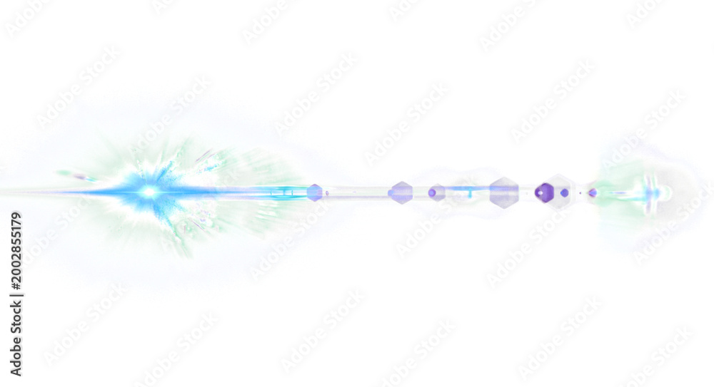 Obraz premium Blue lens flare streak effect on transparent background