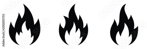 Fire icon collection, fire flame vector icon set in black color, flammable sign, fire flame symbol, flames icon set, vector illustration