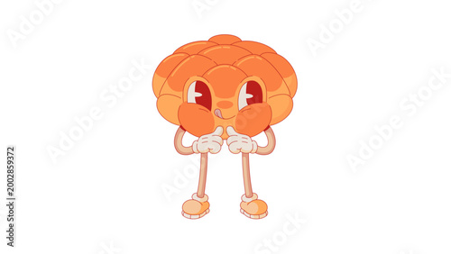 Cute pineapple cartoon character waving hand