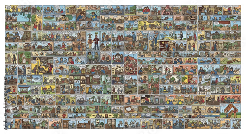A massive collection of vintage storybook illustrations in a grid layout.