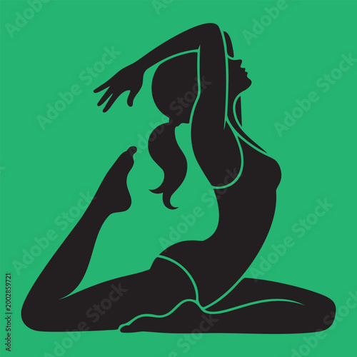Fitness Girl Yoga Pose Silhouette 
