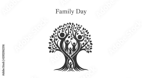 Family Day Illustration with Tree of Life Concept