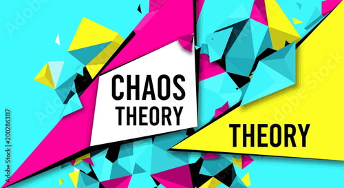 Photos Chaos Theory Text on Abstract Shapes.