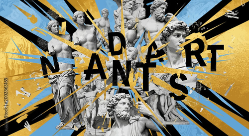 Classical Statues and Sculptures in Collage.