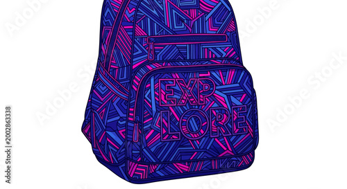 Colorful Backpack with Geometric Pattern Design.