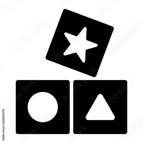 Tableau sur toile Kid toys shape sorter block educational puzzle solid glyph icon