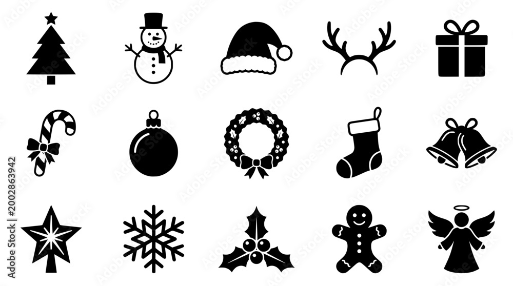 Obraz premium Classic Christmas Elements in Silhouette
