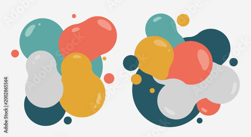 Abstract Organic Liquid Blob Shapes Set in Modern Flat Design