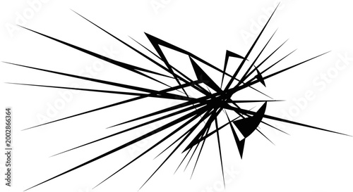 Abstract Geometric Explosion with Sharp Black Lines on White Background