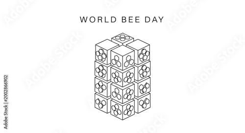 Honeycomb World Bee Day Cubes Structure Vector Illustration