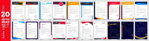 Collection of colorful letterhead templates for business correspondence and professional documents  various designs and layouts for companies and organizations