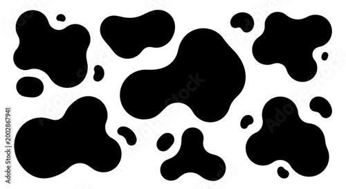 Black and White Cow Print Pattern Seamless Vector Illustration