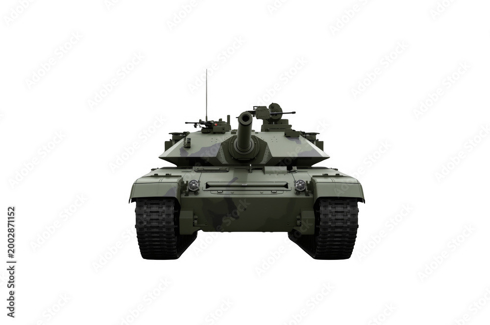 Naklejka premium Military tank with camouflage armor on transparent background