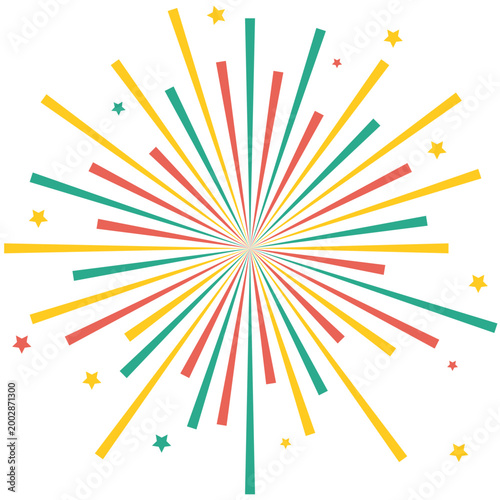 Festive Colorful Fireworks Burst with Stars