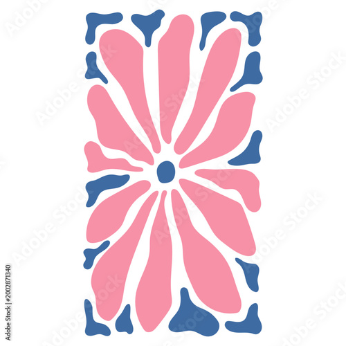 Abstract Pink Floral Illustration on White