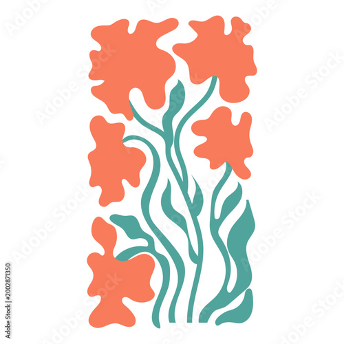 Minimalist Peach Floral Art Illustration