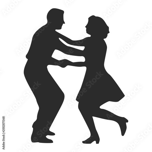 Silhouette of a Couple Dancing Swing