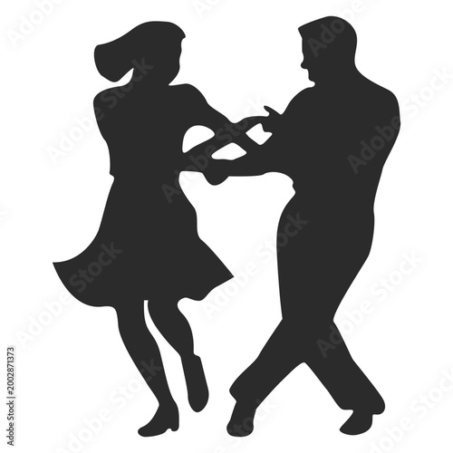 Couple Dancing Swing Silhouette Illustration