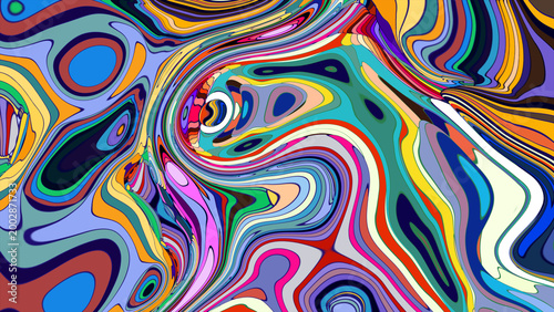 Vibrant abstract swirl pattern with bold colorful waves