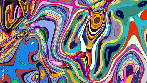 Bild auf Leinwand Vibrant Abstract Colorful Swirl Pattern in Psychedelic Style