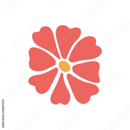 Coral flower vector illustration, flat floral design, abstract botanical clipart