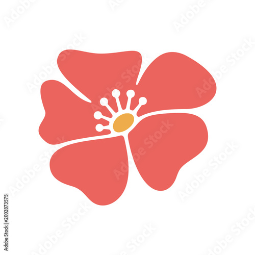 Coral flower vector illustration, flat floral design, abstract botanical clipart