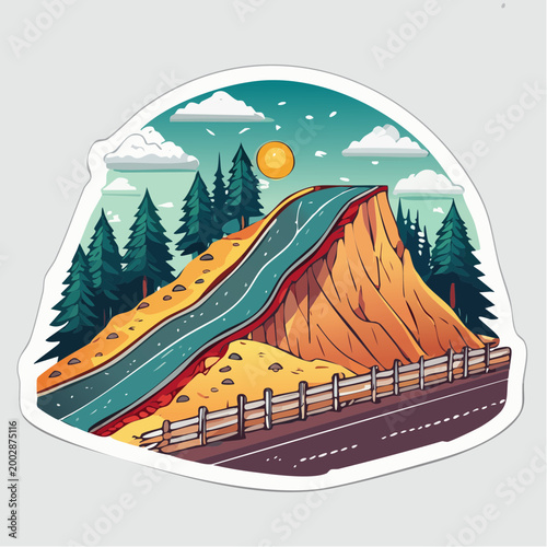 Stylized Road Winding Through Mountainous Landscape