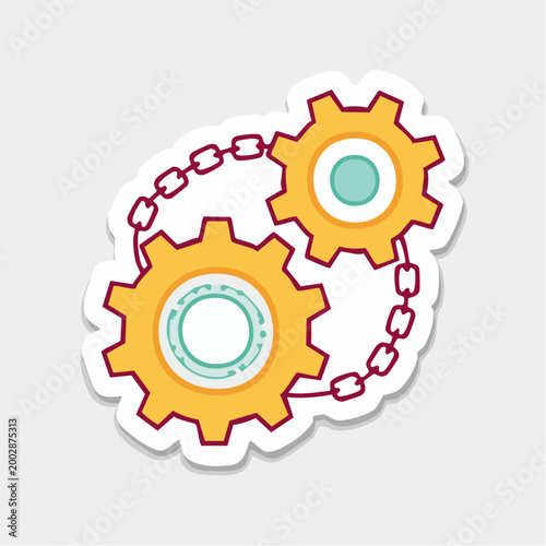 Interlocking Gears and Chain Illustration