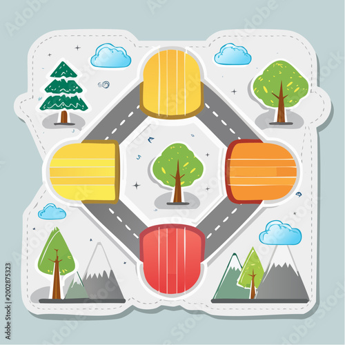 Infographic Template with Nature Elements and Road
