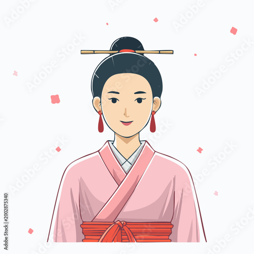 Illustration of a woman in traditional East Asian attire