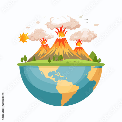 Volcanic Eruption on Earth Illustration