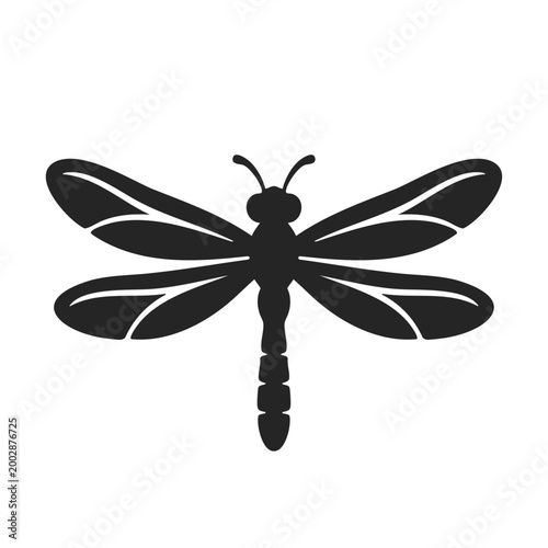 Dragonfly silhouette icon flat vector illustration logo clipart