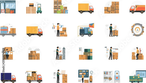 Fotografija Flat Product delivery icons set for home and office web and mobile design interf