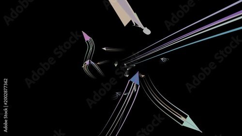 Digital data stream with animation of arrow tracks. The concept of network connection and data transmission. Arrows for future growth strategy.