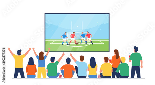 People watching sports on television.