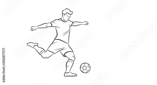 Man Kicking Soccer Ball in Motion.