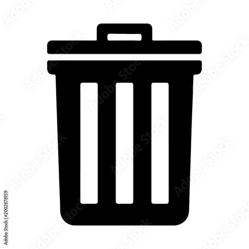 Trash can icon black silhouette with lid on white background high-quality professional detailed modern elegant