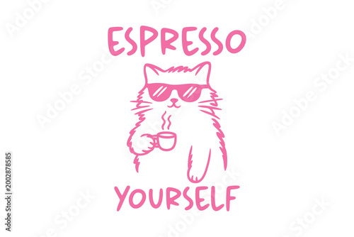 Φωτογραφία Espresso Yourself Funny Cat Coffee Lover Typography Design