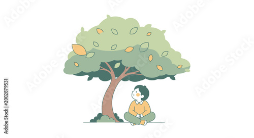 Person sitting under a tree.