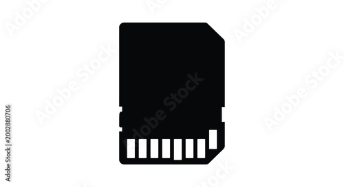 Sd Card Silhouette On White Background high quality