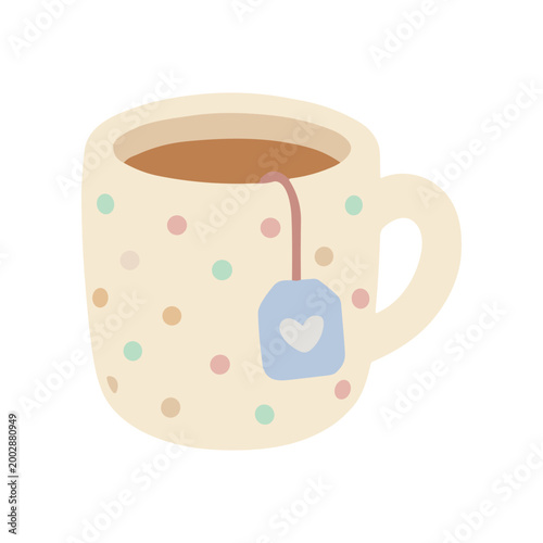 Tea Mug with Tag and Handle.