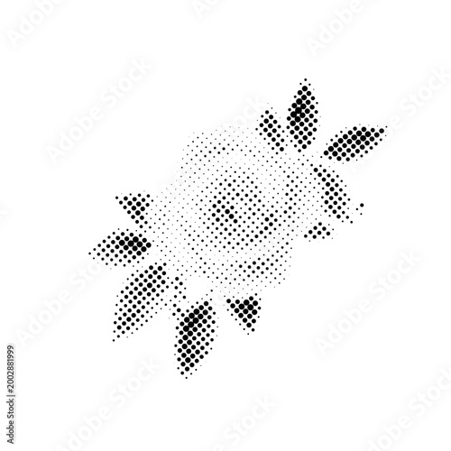 Roses halftone vector illustration black and white retro style