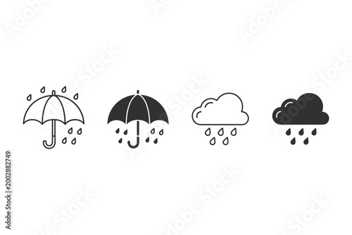 Rain Icons Umbrella And Cloud