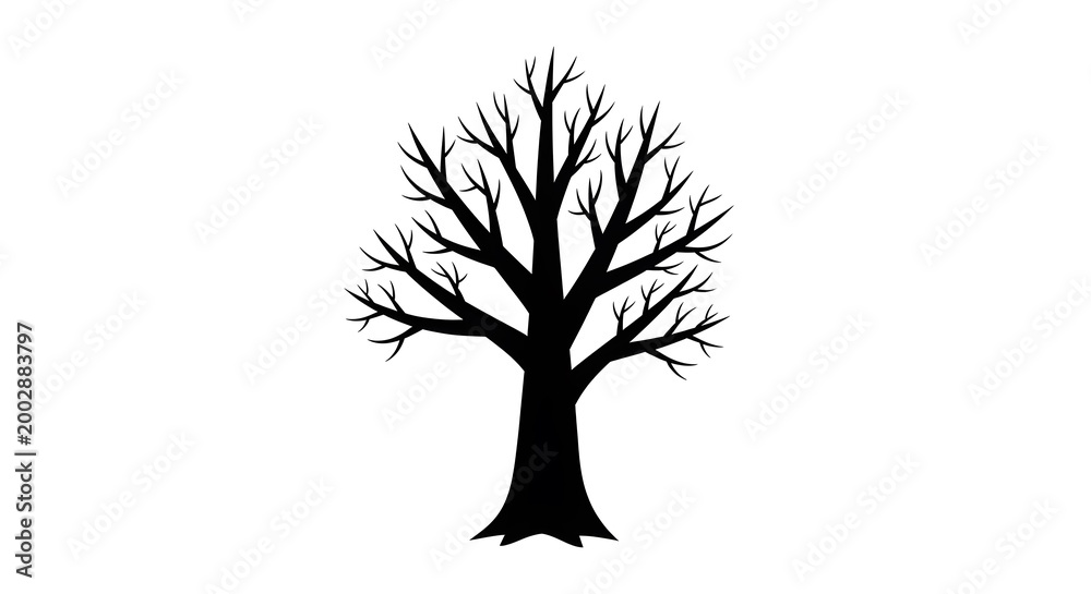 Obraz premium bare winter tree silhouette against white background minimalist nature concept