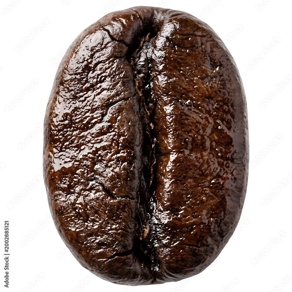 Naklejka premium Ripe Roasted Coffee Bean Close Up Isolated on Transparent Background